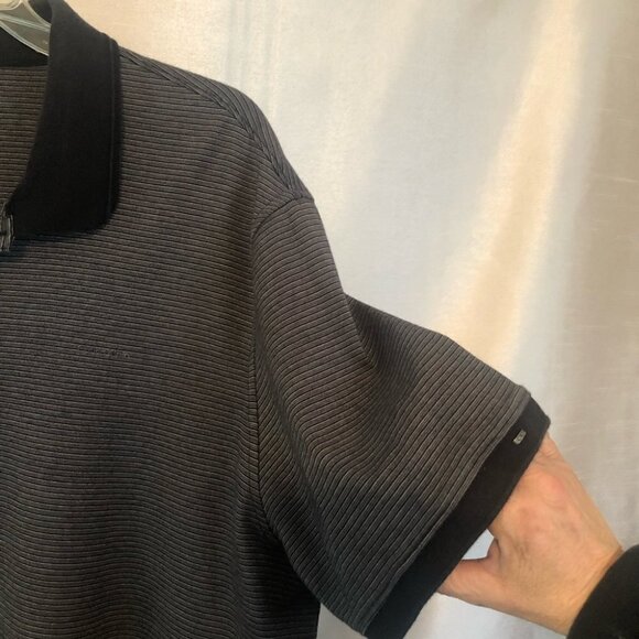 NWOT Calvin Klein Mens XLG Golf Shirt Black with Grey Stripes - Picture 4 of 9